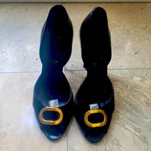 Bally shoes peep toe size 41 EU/10.5 US black patent , beautiful leather.